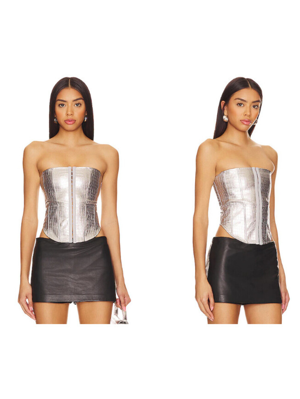 OW Collection Orion Crocodile Corset  SILVER size S $195msrp new